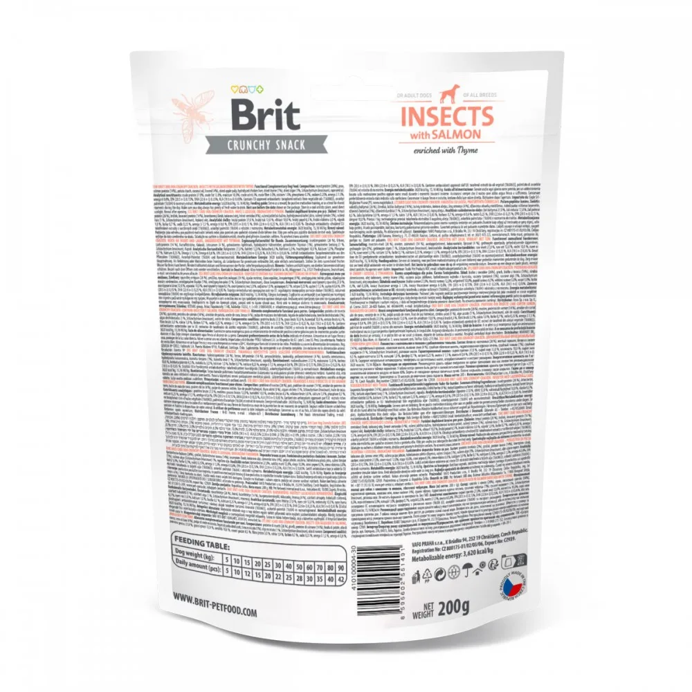 Ласощі Brit Care Dog Crunchy Cracker Insects with Salmon для собак з чутливим травленням з комахами лососем і чебрецем 200 г — фото 3