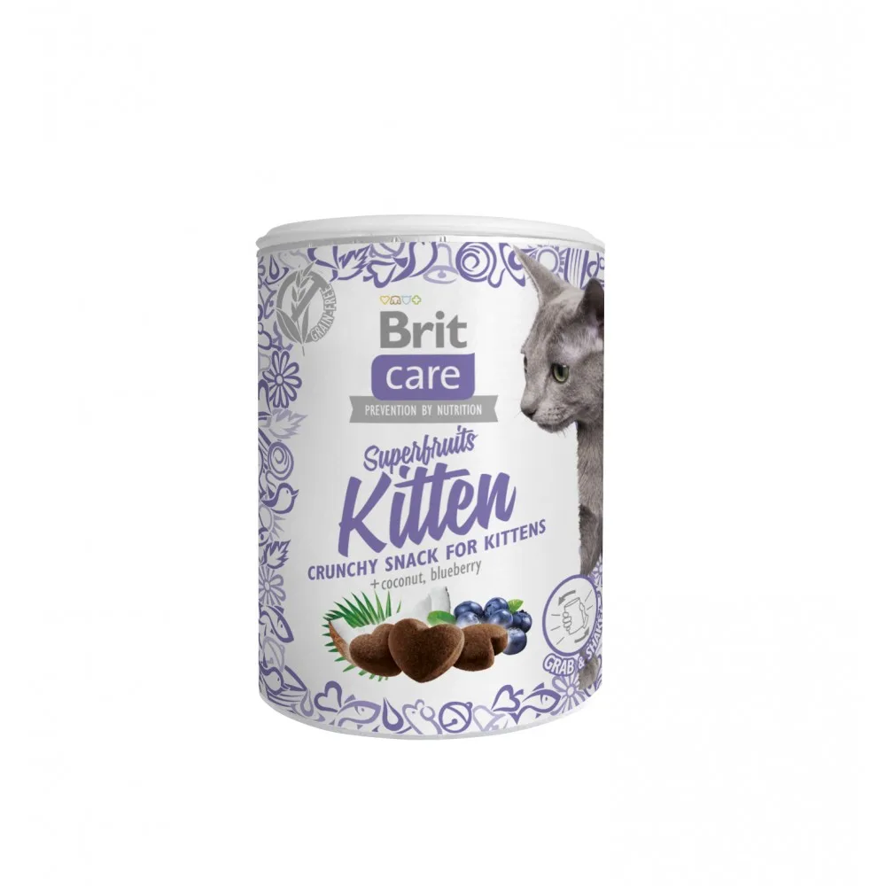 Ласощі Brit Care Superfruits Kitten для кошенят від 6 тижнів з куркою кокосом та чорницею 100 г