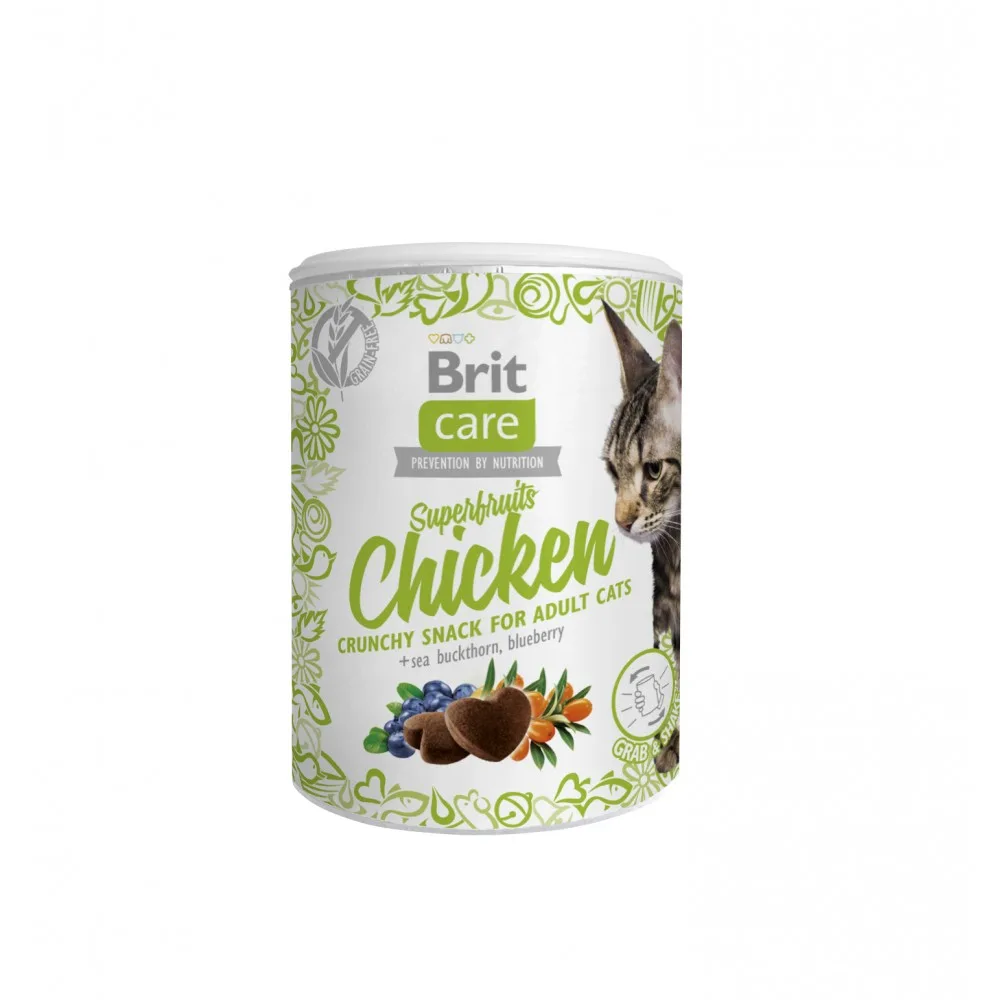 Ласощі Brit Care Superfruits Chicken для котів з куркою обліпихою та чорницею 100 г