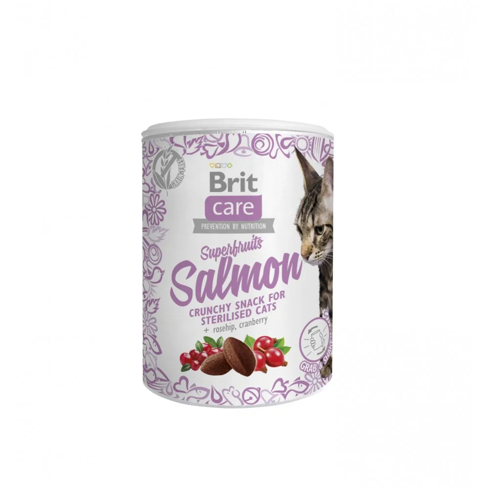 Ласощі Brit Care Superfruits Salmon для стерилізованих котів з лососем шипшиною та журавлиною 100 г
