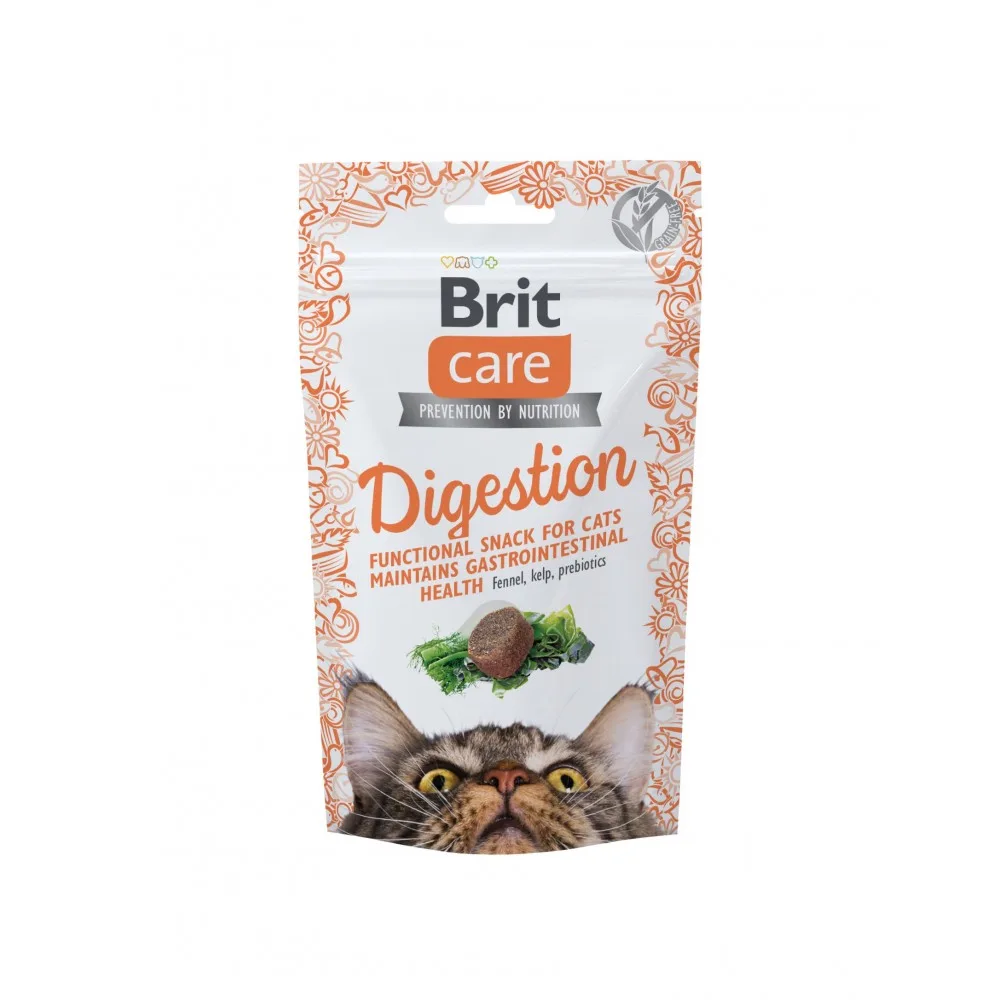 Ласощі Brit Care Functional Snack Digestion для котів для підтримки травлення з тунцем 50 г