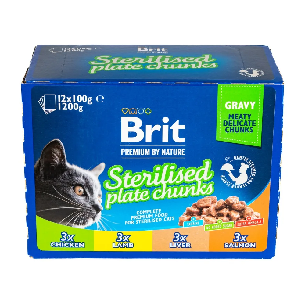 Корм вологий Brit Premium Sterilised Plate для стерилізованих котів Тарілка для стерилізованих 12 штх100 г — фото 3