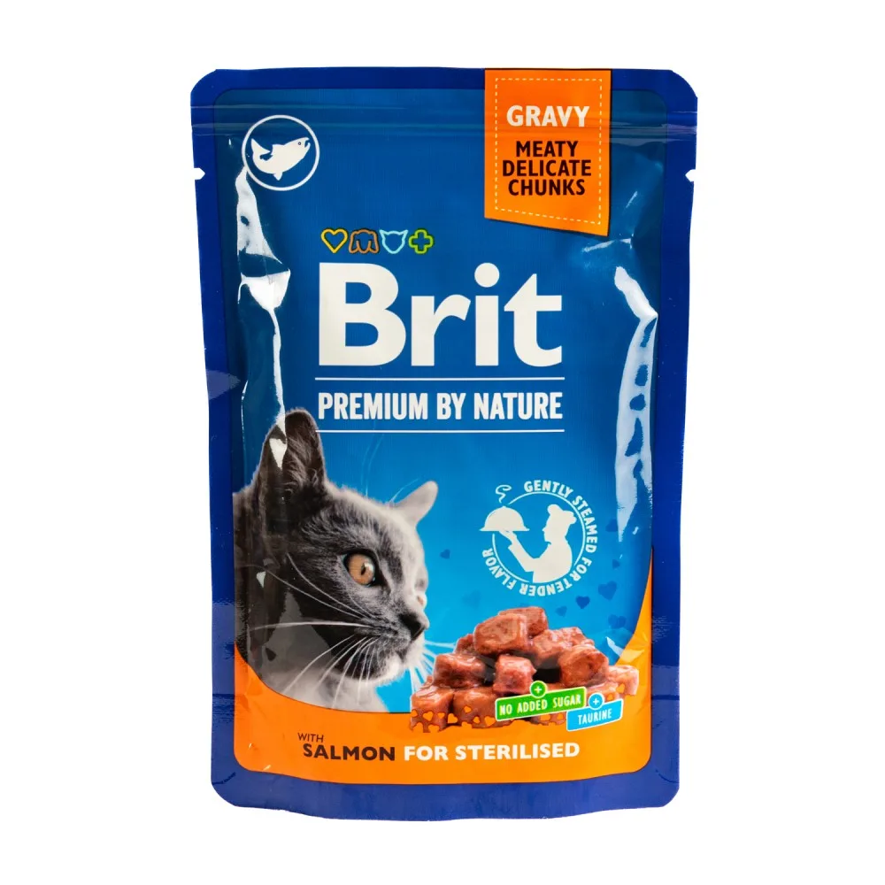 Корм вологий Brit Premium Salmon for Sterilised для стерилізованих котів лосось 100 г — фото 4