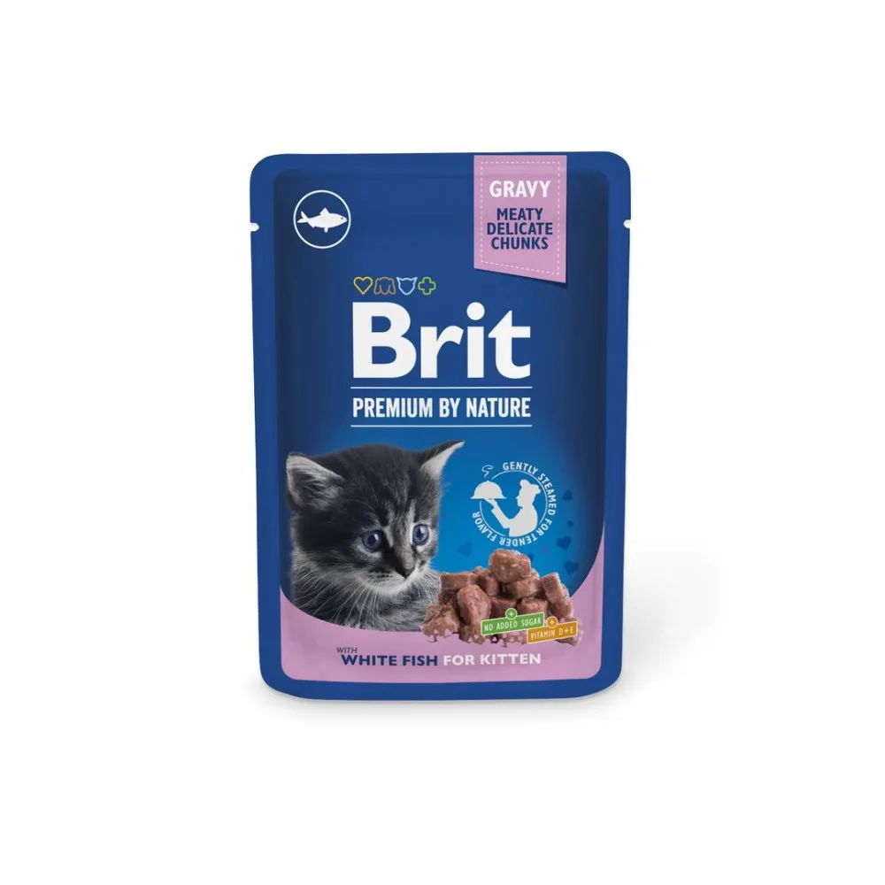 Корм вологий Brit Premium White fish for Kitten для кошенят біла риба 100 г — фото 4