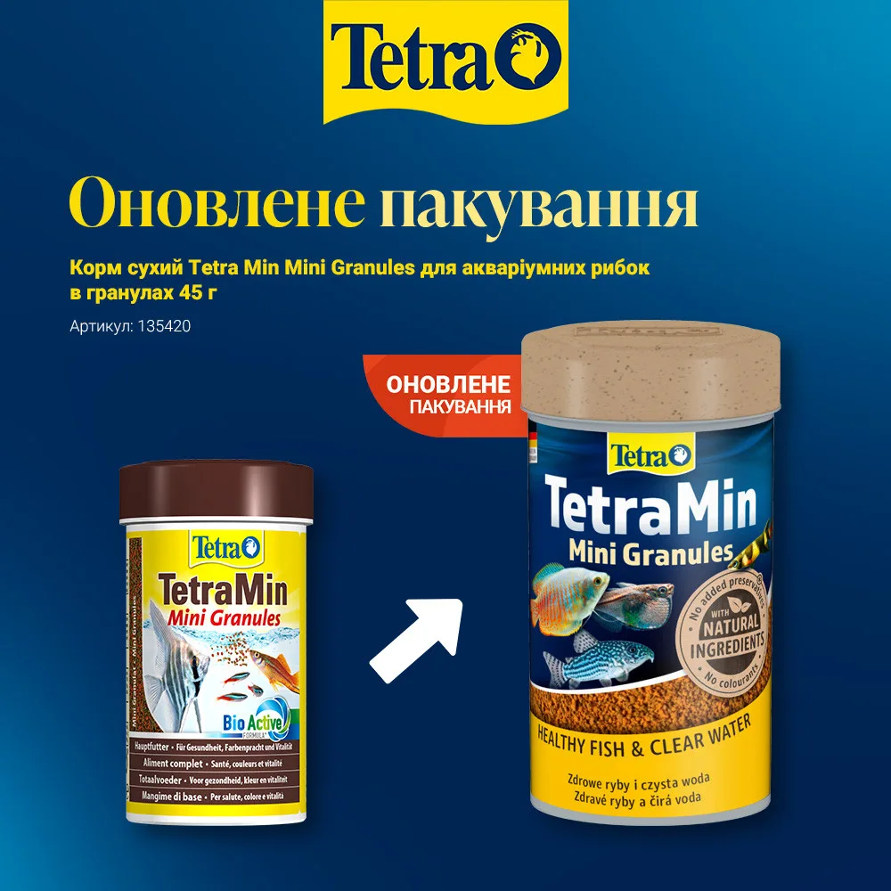 Корм сухий Tetra Min Mini Granules для акваріумних рибок в гранулах 45 г — фото 2