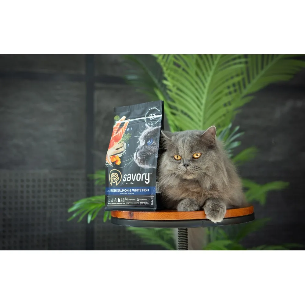 Корм сухий Savory Adult Cat Gourmand Fresh Salmon & White Fish для дорослих котів зі свіжим лососем і білою рибою 400 г — фото 4