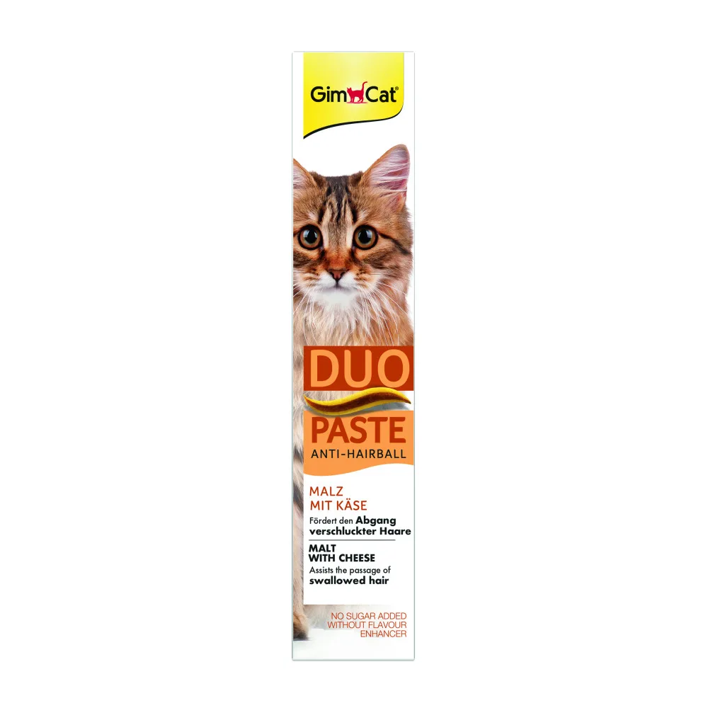 Паста GimCat DUO PASTE Anti-hairboll malt with cheese для котів з чутливим травленням усіх порід мальт та сир 50 г — фото 3
