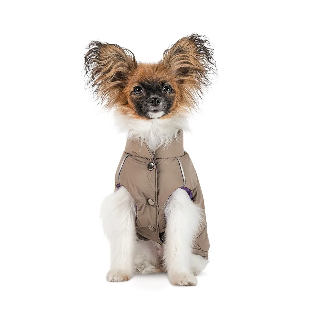 Жилет Pet Fashion Hardy для собак утеплений водонепроникний з отвором для повідця бежевий розмір XL — фото 3