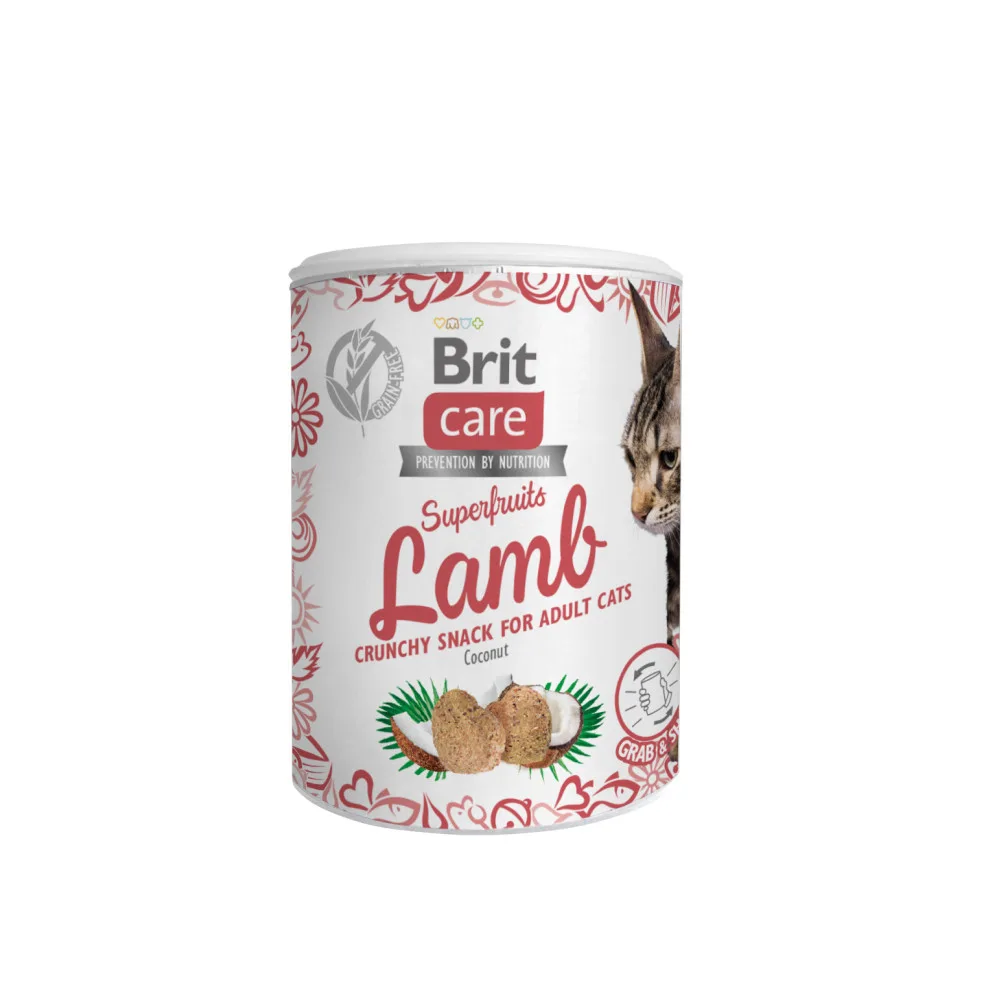 Ласощі Brit Care Superfruits Snack Lamb для котів з ягням і кокосом 100 г