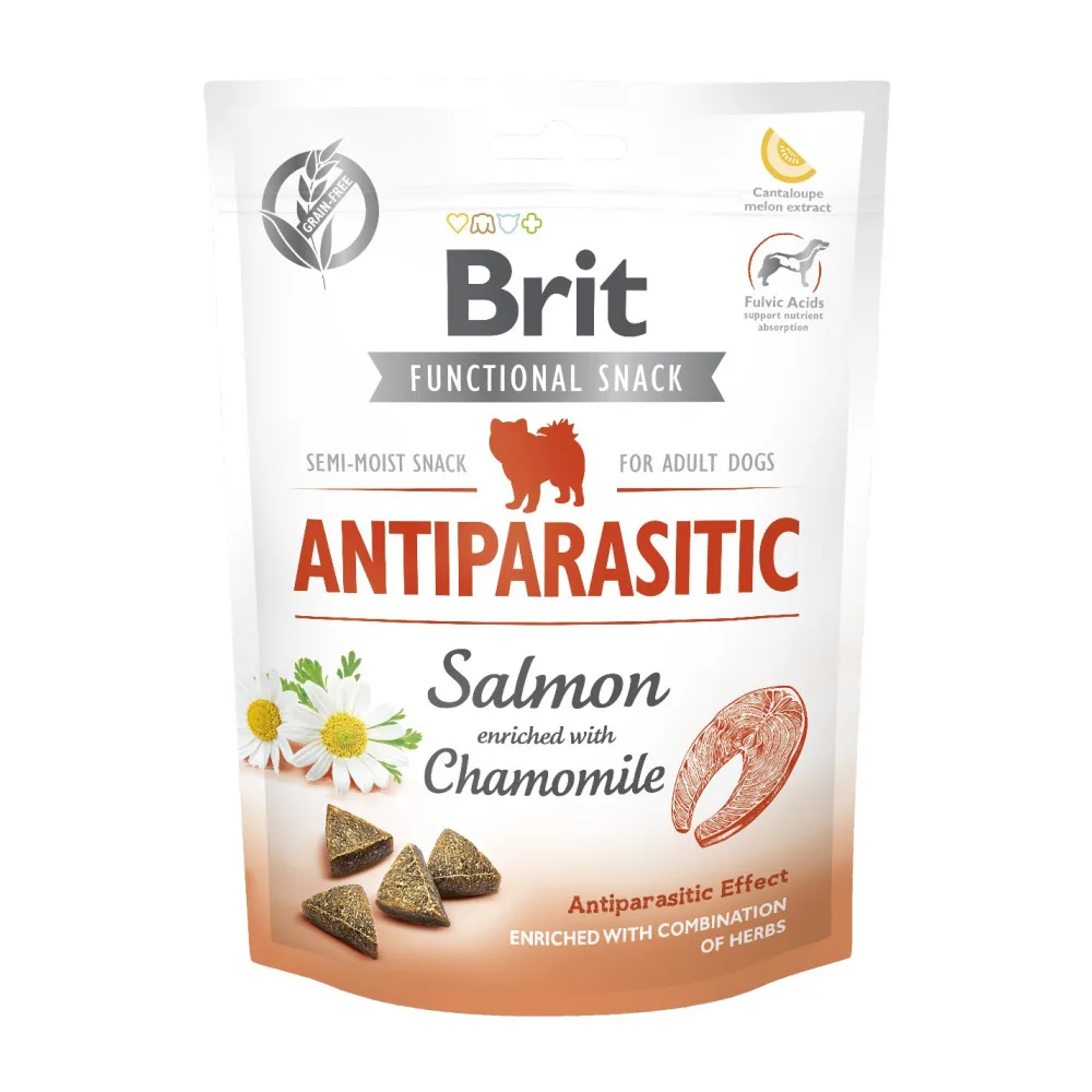 Ласощі Brit Care Functional Snack Snack Antiparasitic Salmon для собак напіввологі антипаразитарний ефект лосось 150 г