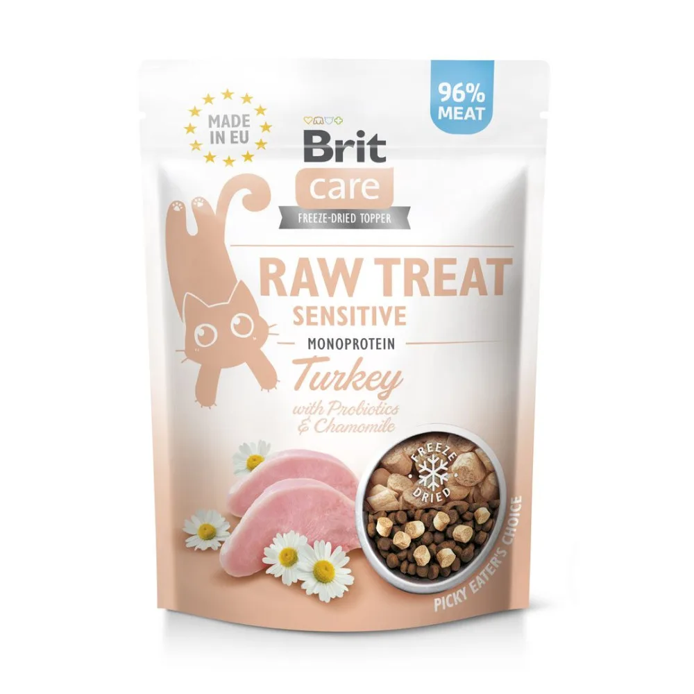 Ласощі Brit Raw Treat Freeze-dried Sensitive для котів з чутливим травленням індичка 40 г