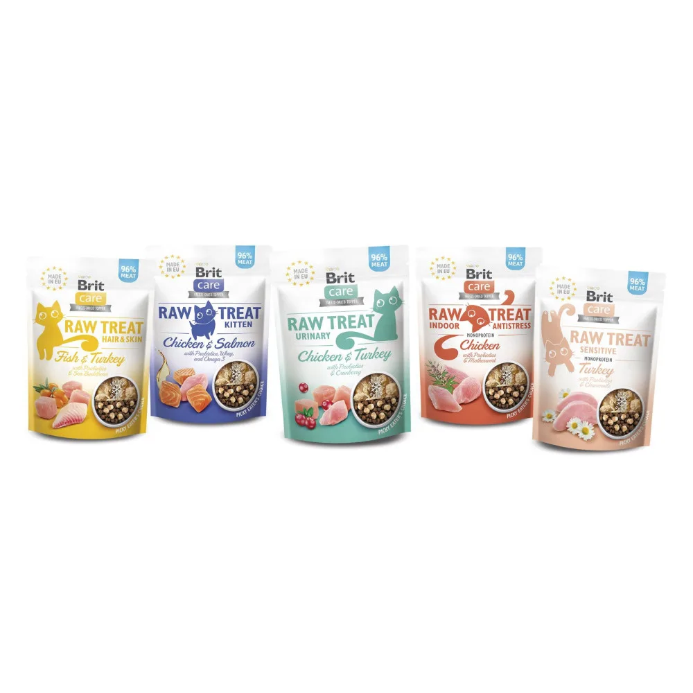 Ласощі Brit Raw Treat Freeze-dried Hair & Skin для котів для шерсті риба та індичка 40 г — фото 4