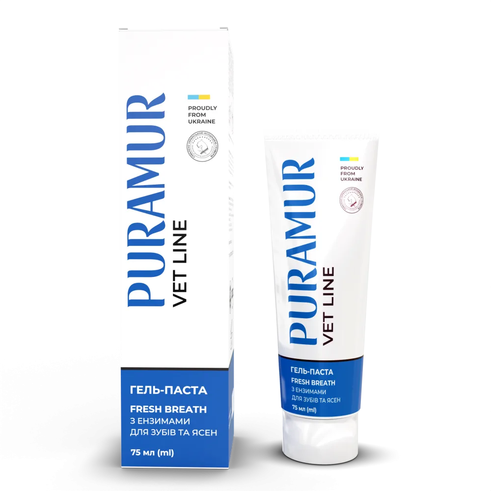 Гель-паста PURAMUR Fresh Breath для собак та котів з ензимами для догляду за зубами та яснами 75 мл