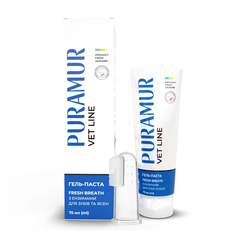 Гель-паста PURAMUR Fresh Breath для собак та котів з ензимами для догляду за зубами та яснами 75 мл — фото 3