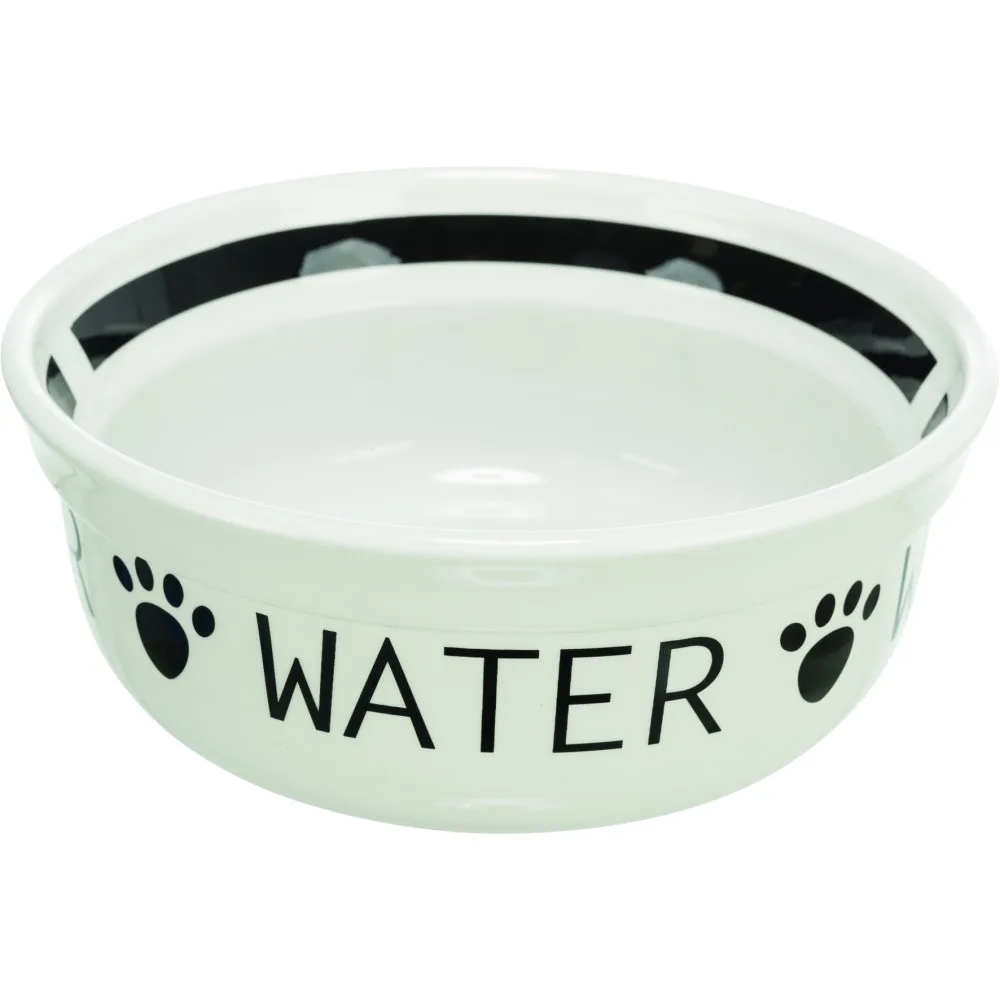 Миска Trixie Water керамічна для собак 0,6 л діаметр 15 см біло-чорна — фото 2