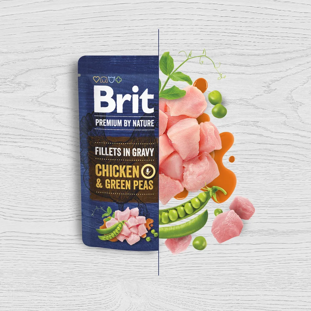 Корм вологий Brit Premium Fillets in Gravy Chicken & Green Peas для собак малих порід філе в соусі курка і зелений горошок 8 — фото 2