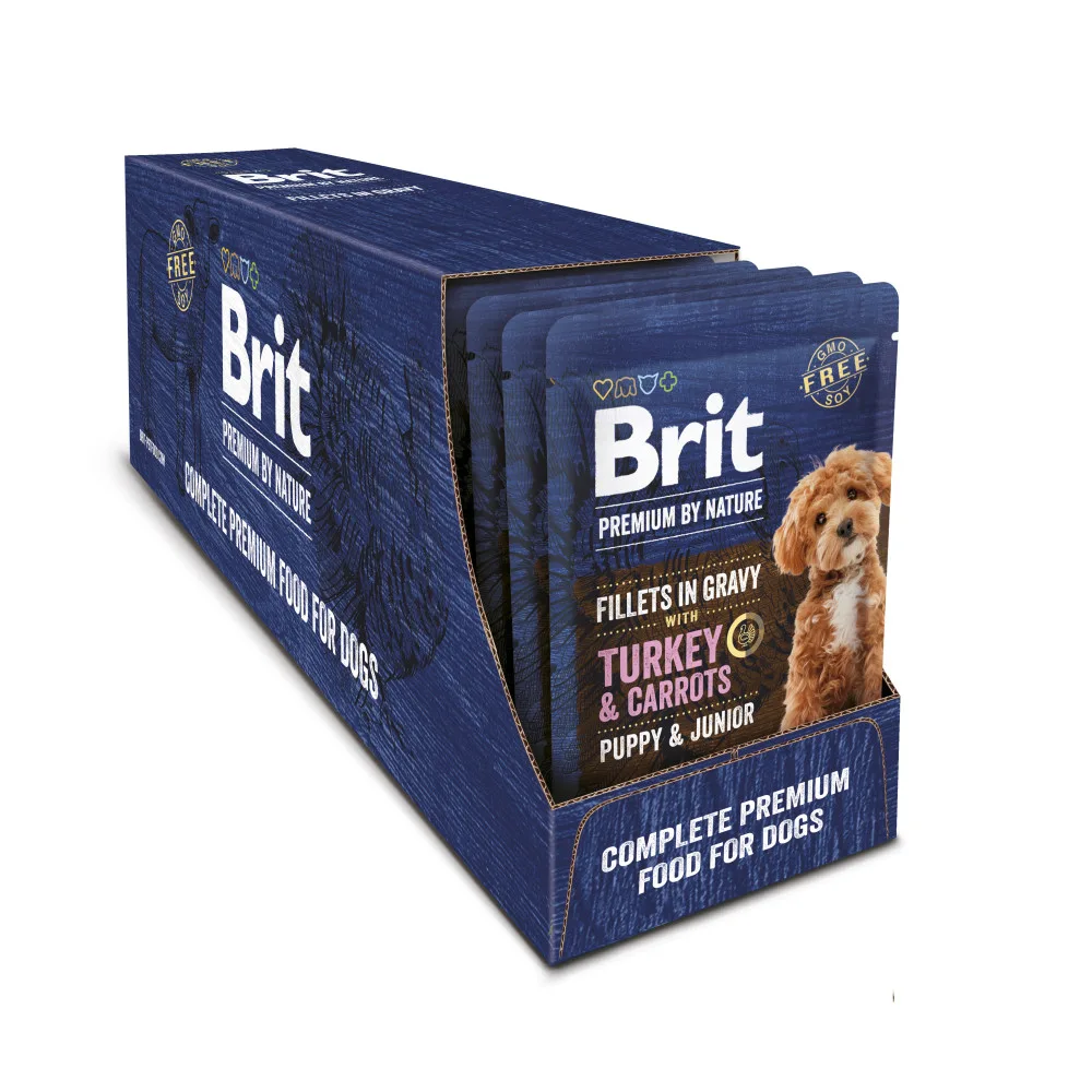 Корм вологий Brit Premium Fillets in Gravy Turkey & Carrots Puppy для цуценят малих порід філе в соусі індичка і морква 85 г — фото 3