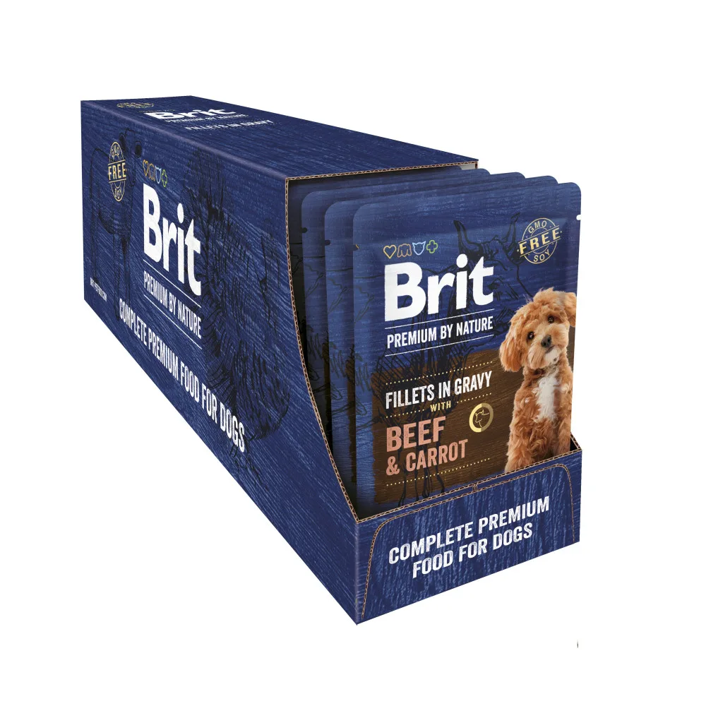 Корм вологий Brit Premium Fillets in Gravy Beef & Carrot для собак малих порід філе в соусі яловичина і морква 85 г — фото 3