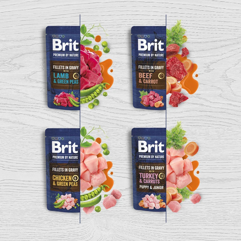 Корм вологий Brit Premium Fillets in Gravy Beef & Carrot для собак малих порід філе в соусі яловичина і морква 85 г — фото 4