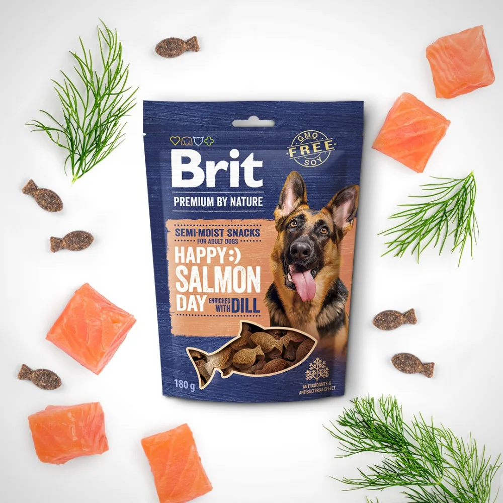 Ласощі Brit Premium Semi-moist Snacks Salmon with Dill напіввологі для cобак з лососем і кропом 180 г — фото 2