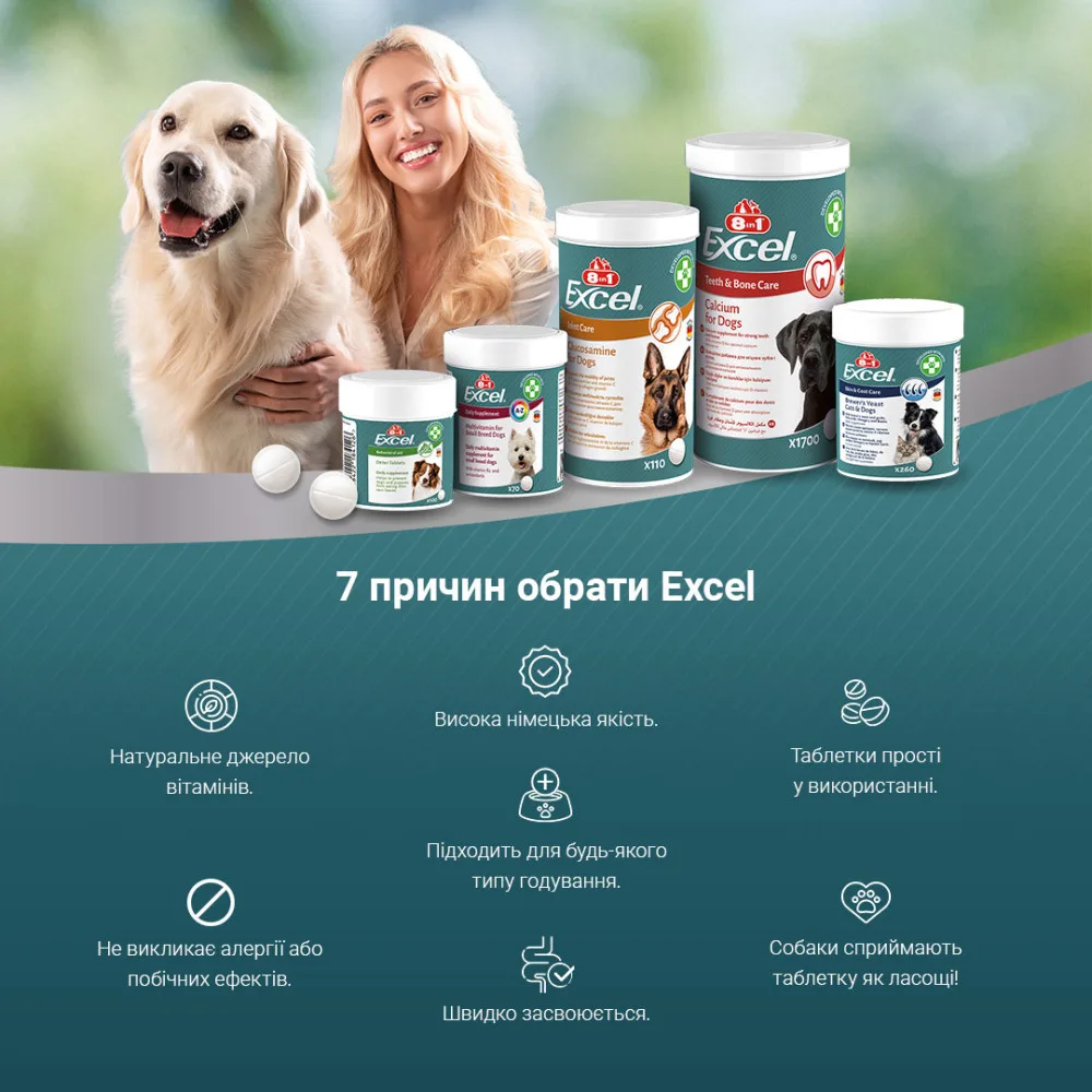 Вітаміни 8in1 Excel Multi Vitamin Puppy для цуценят та молодих собак мультивітамін 100 шт — фото 4