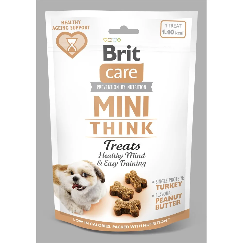 Ласощі Brit Care Mini Treats Think для собак малих порід для розумових здібностей індичка смак арахісове масло 50 г — фото 3