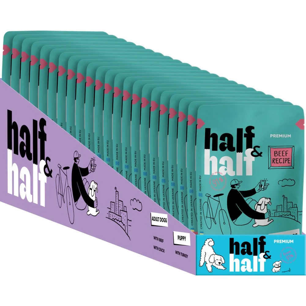 Корм вологий Half&Half Beef in Gravy for Adult Dogs шматочки яловичини в соусі для дорослих собак 100 г — фото 3