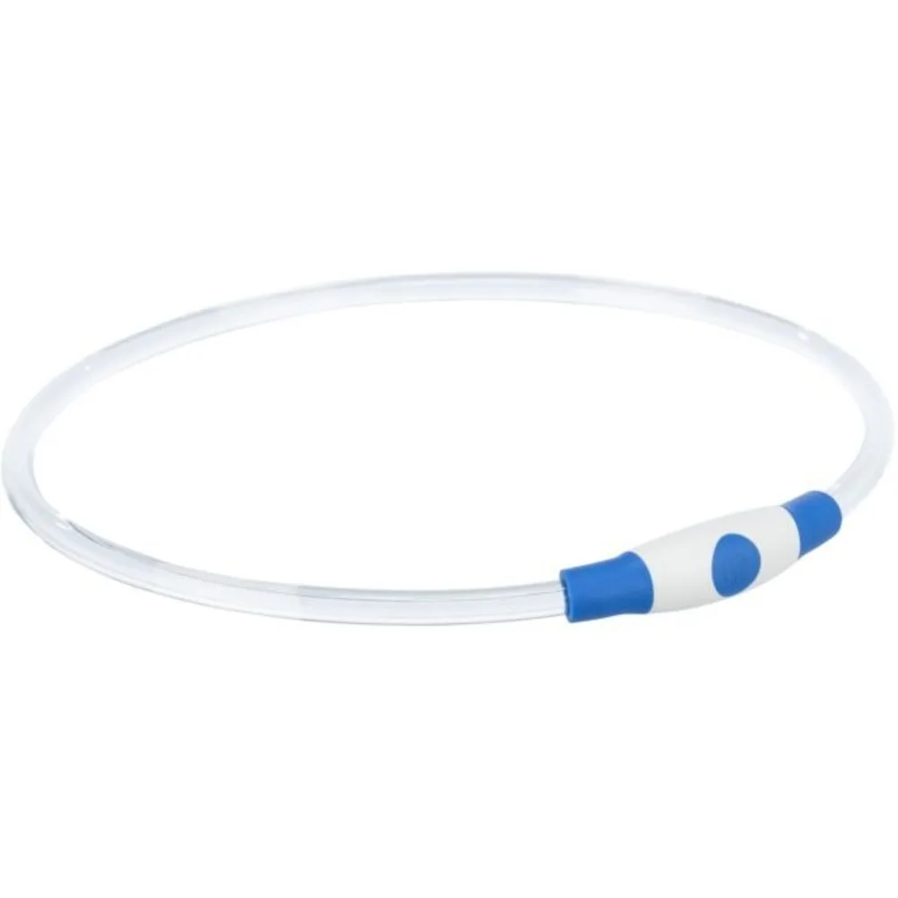 Нашийник Trixie Flash Light Ring USB для собак мигаючий силіконовий синій розмір L–XL 65 см/8 мм