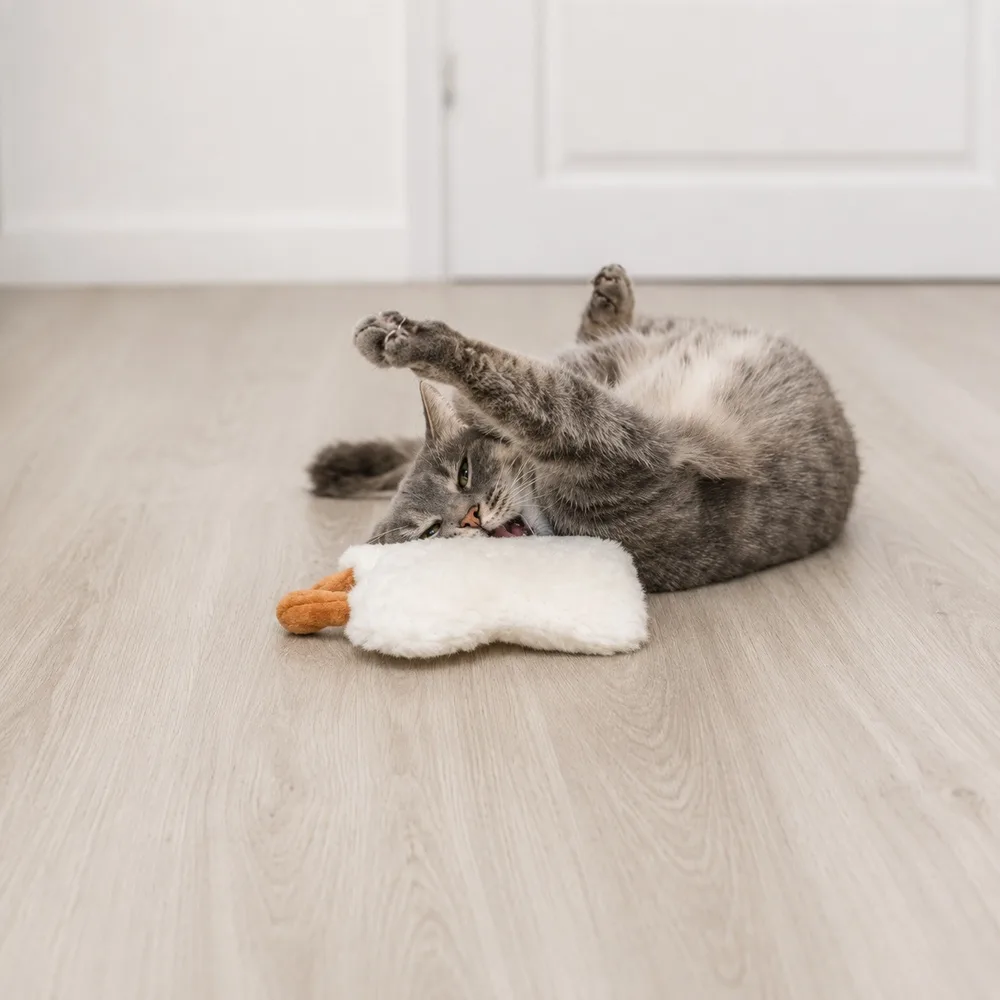 Іграшка Trixie для котів Яєчня XXL з шелестом плюш з котячою м’ятою кремовий/жовтий 18 см — фото 3