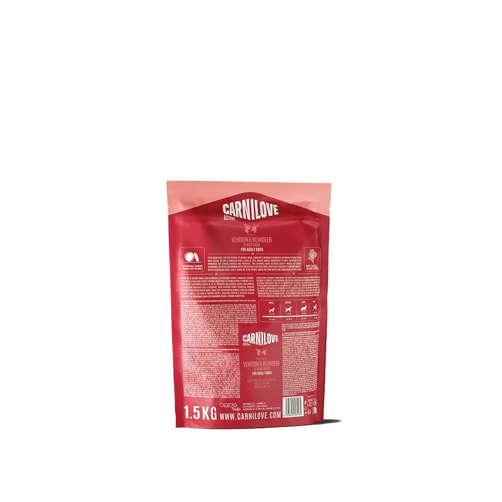 Корм сухий Carnilove Active Venison & Reindeer & Wild Boar Active Adults для активних cобак оленина і дикий кабан 1,5 кг — фото 2