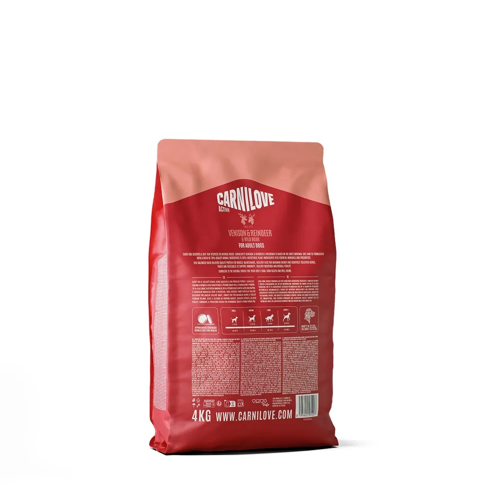 Корм сухий Carnilove Active Venison & Reindeer & Wild Boar Active Adults для активних cобак оленина і дикий кабан 4 кг — фото 2