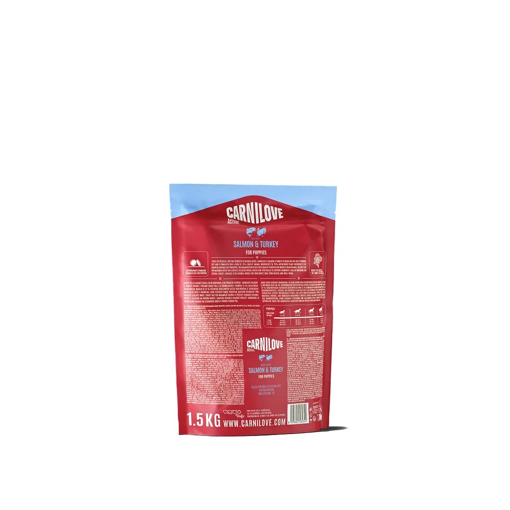 Корм сухий Carnilove Active Salmon & Turkey Puppy для цуценят лосось та індичка 1,5 кг — фото 2