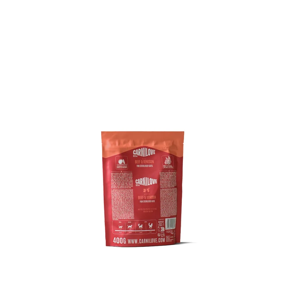 Корм сухий Carnilove Active Beef & Venison Sterilised для стерилізованих котів яловичина та оленина 400 г — фото 2