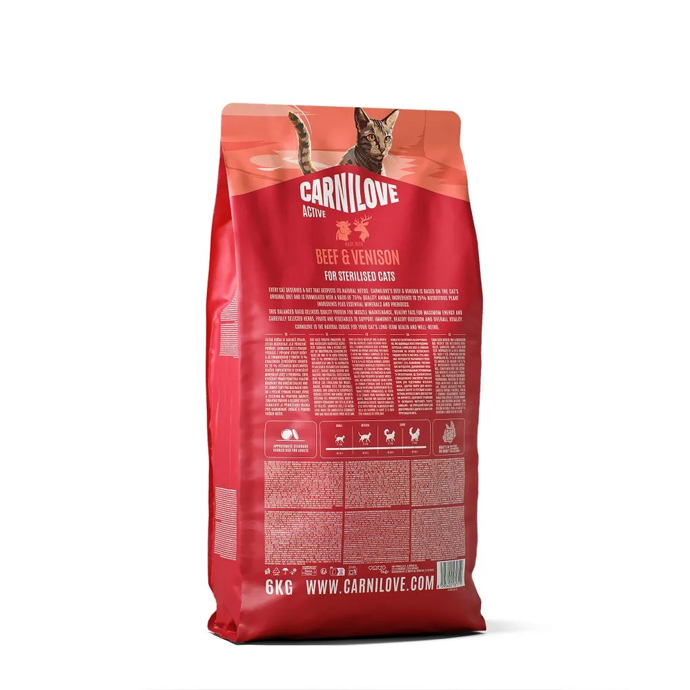 Корм сухий Carnilove Active Beef & Venison Sterilised для стерилізованих котів яловичина та оленина 6 кг — фото 2