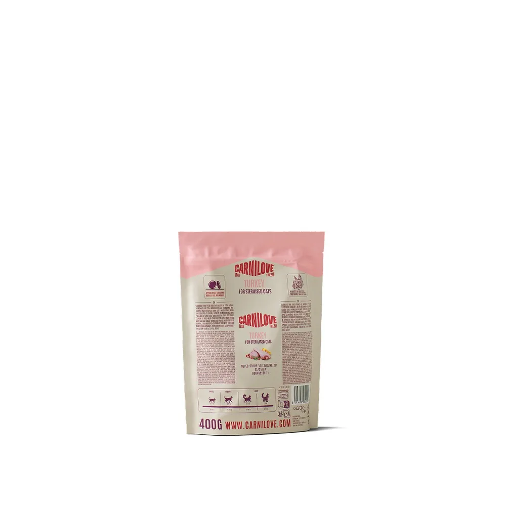Корм сухий Carnilove True Fresh Turkey Sterilised для стерилізованих котів індичка 400 г — фото 2