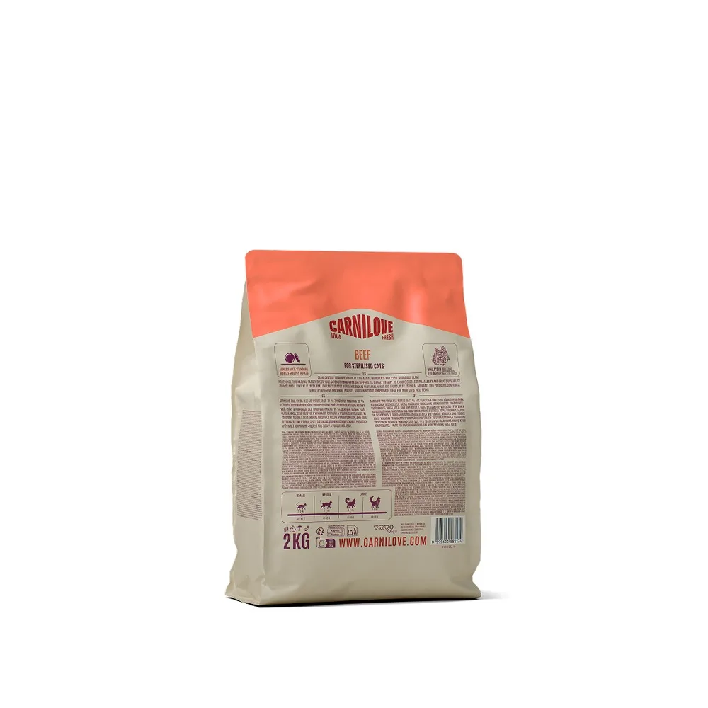Корм сухий Carnilove True Fresh Beef Sterilised для стерилізованих котів яловичина 2 кг — фото 2