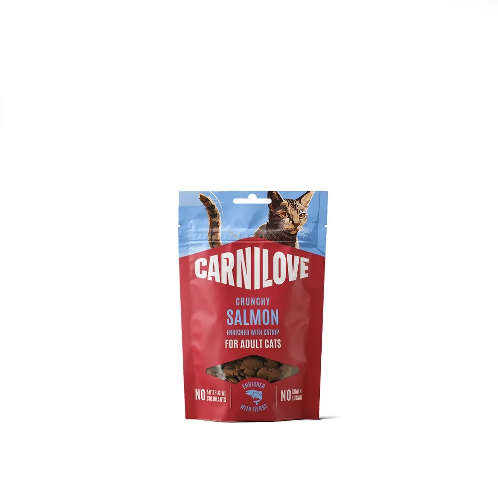 Ласощі Carnilove Crunchy Snack Salmon with Catnip для котів хрусткі лосось і котяча м’ята 50 г