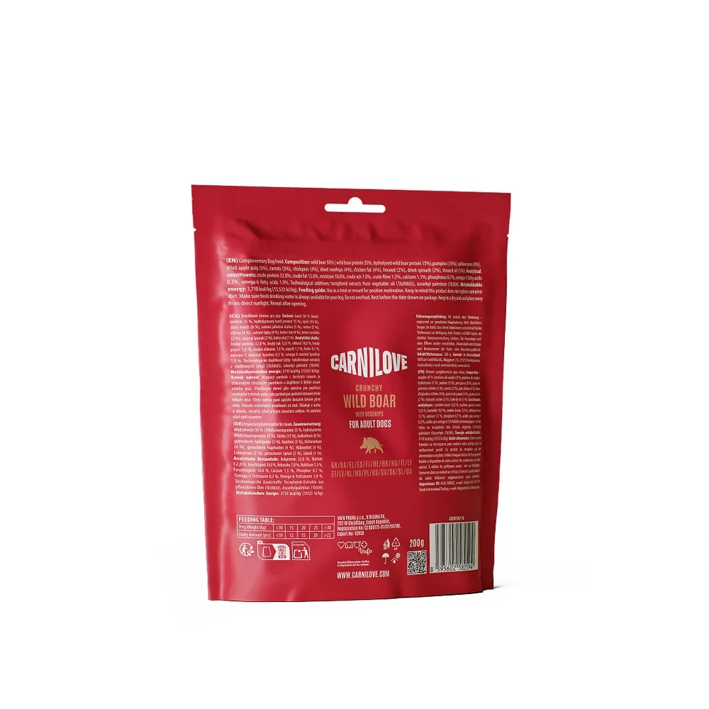 Ласощі Carnilove Crunchy Snack Wild Boar with Rosehips для собак хрусткі дикий кабан і шипшина 200 г — фото 2