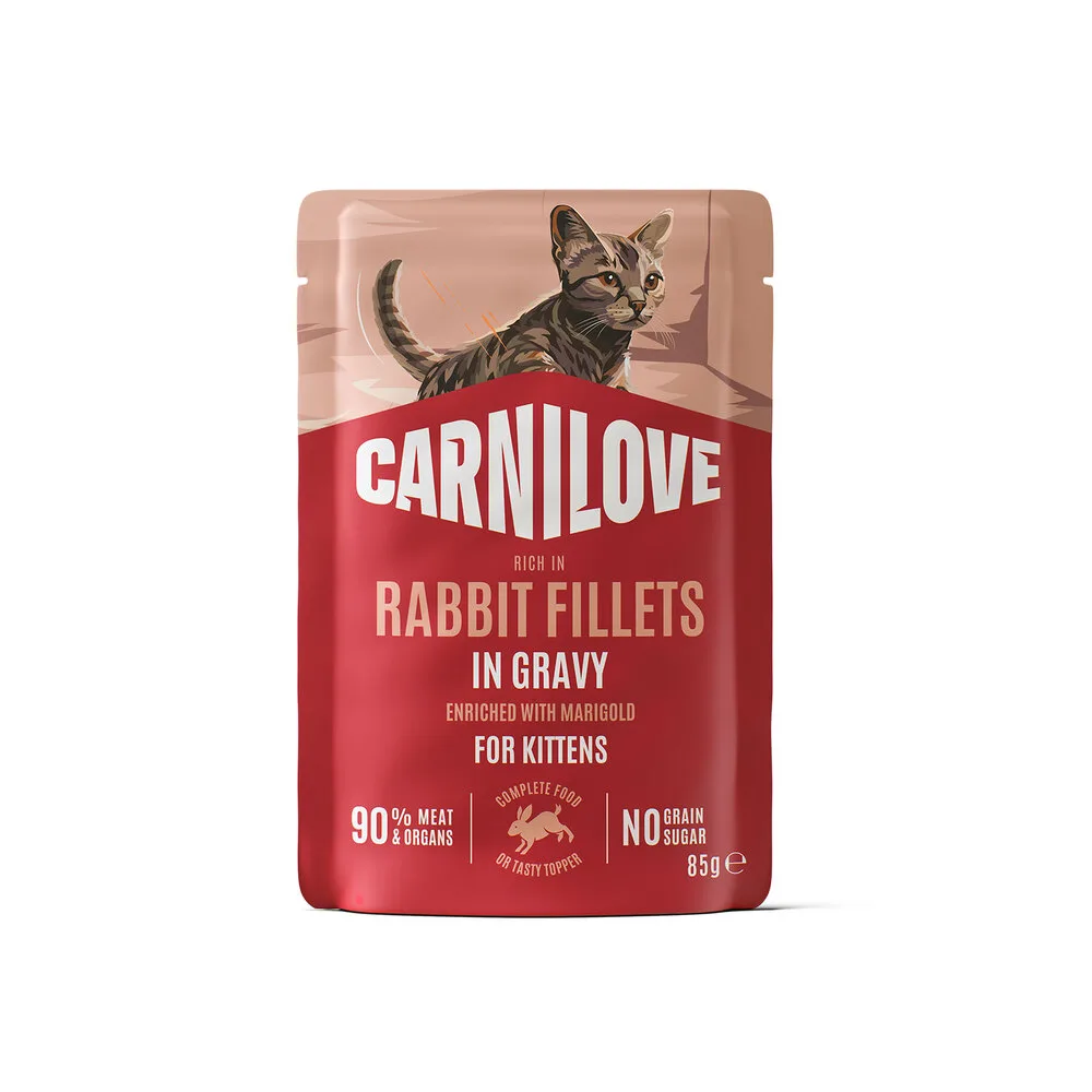 Корм вологий Carnilove Gravy Rabbit with Marigold Kitten для кошенят кролик і календула в соусі 85 г