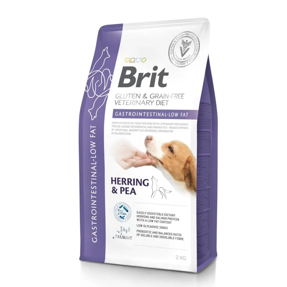 Корм сухий Brit VetDiet Dog Gastrointestinal-Low fat для собак при проблемах з травленням з обмеженим вмістом жиру з оселедц