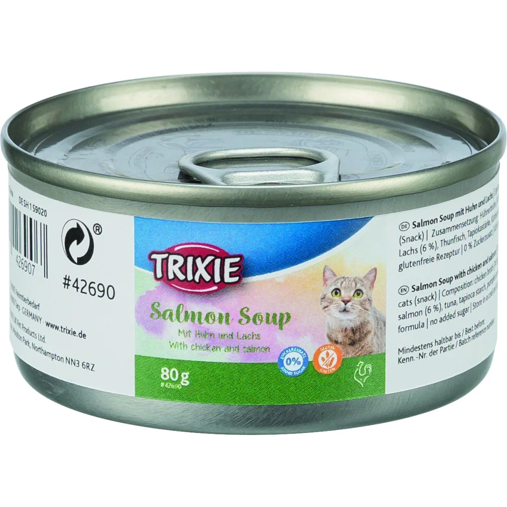 Корм вологий Trixie Salmon Soup with chicken and salmon для котів Лососевий суп з куркою та лососем, 80 г — фото 2