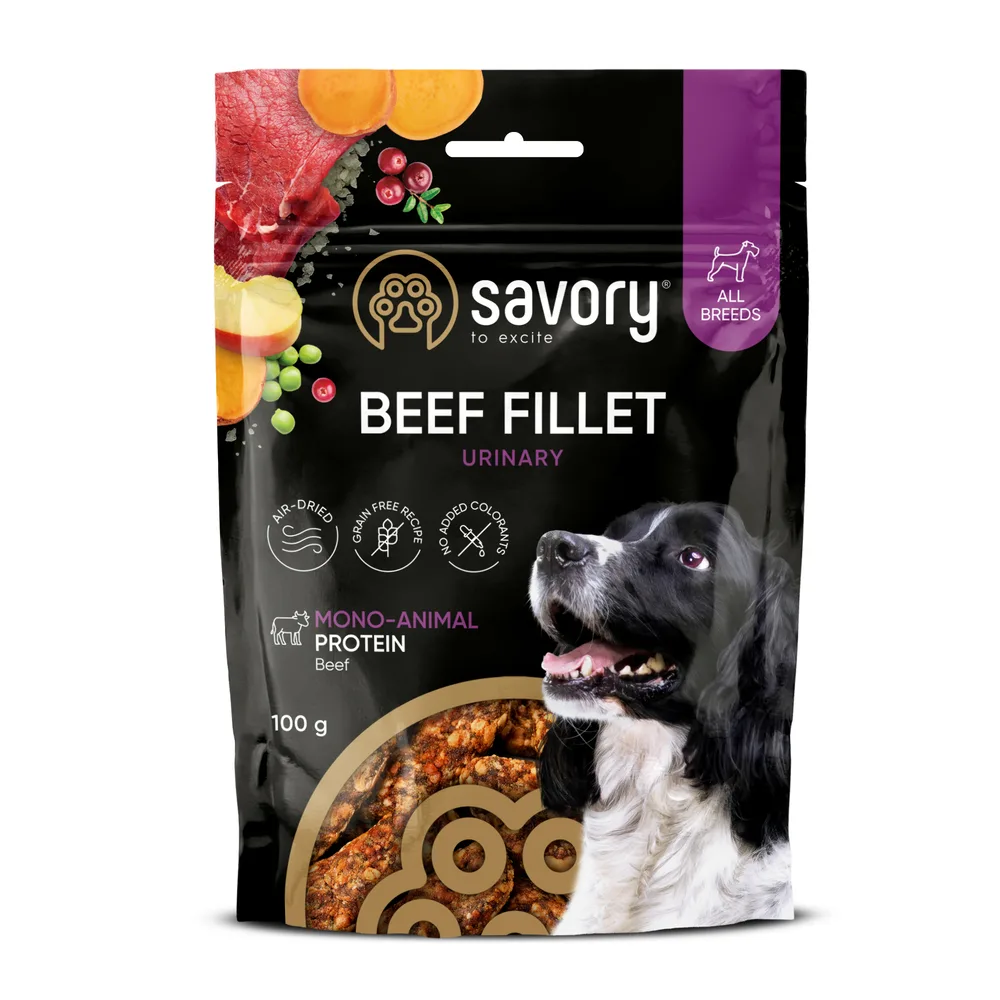 Монопротеїнові ласощі для собак Savory Monoprotein Fillet Urinary rich in Beef для здоров’я сечовивідних шляхів, з яловичино