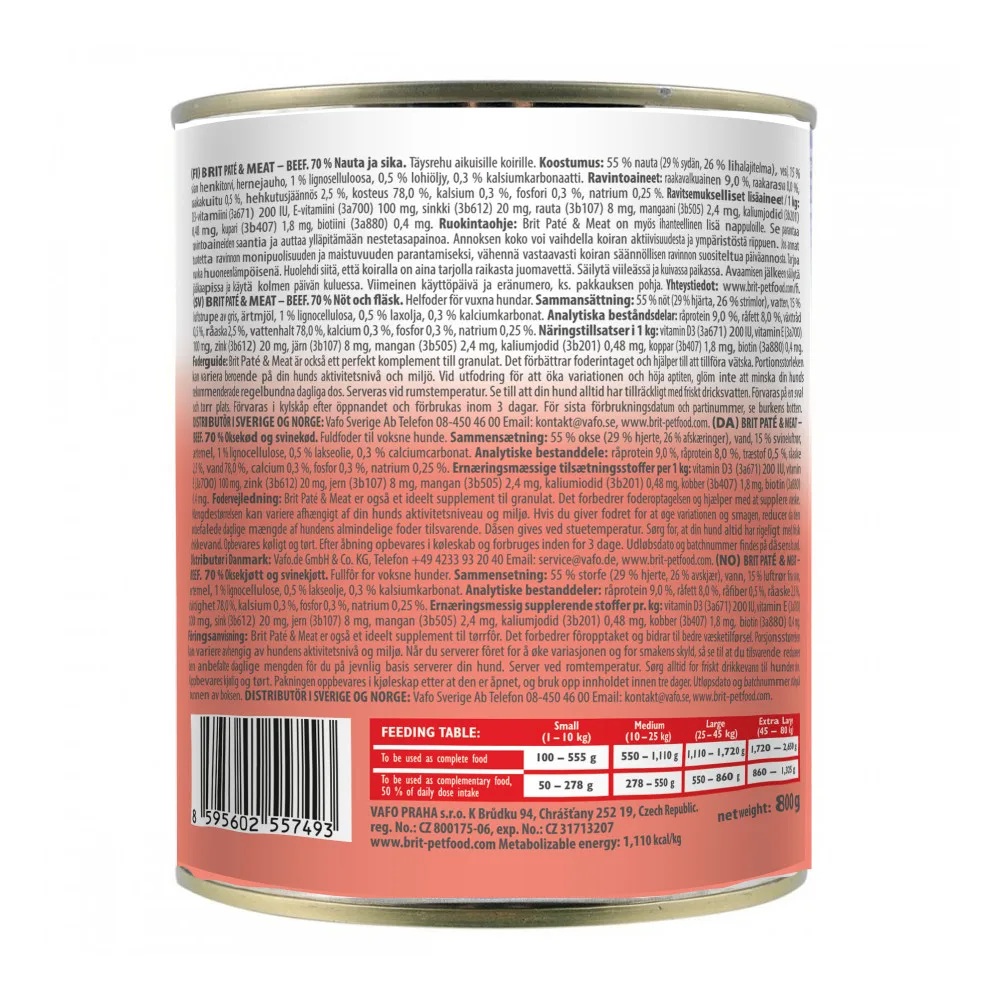Корм вологий Brit Paté and Meat Beef д/собак яловичина 800 г — фото 3