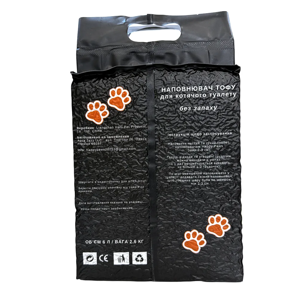 Наповнювач тофу HAPPY PAWS для котячих туалетів Classic 6л/2,6кг — фото 4
