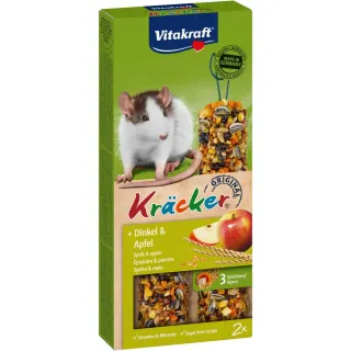 Ласощі Vitakraft Kracker Original Spelt and Apple крекер для декоративних гризунів і щурів із зерном та фруктами 2 шт/уп
