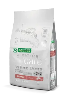 Nature’s Protection Superior Care White Dogs Grain Free Salmon Starter All Breeds Сухий беззерновий корм (стартер) для цуценят усіх порід з лососем, 10 кг