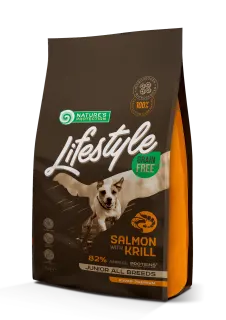 Nature’s Protection Lifestyle Grain Free Salmon with Krill Juniors All Breeds Сухий беззерновий корм для юніорів усіх порід з лососем та крилем, 1,5 кг