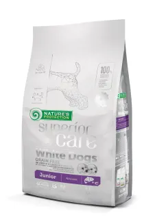 Nature’s Protection Superior Care White Dogs Grain Free Salmon Junior All Breeds Сухий беззерновий корм для юніорів усіх порід з лососем, 1,5 кг