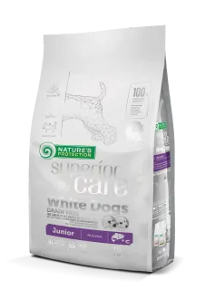 Nature’s Protection Superior Care White Dogs Grain Free Salmon Junior All Breeds Сухий беззерновий корм для юніорів усіх порід з лососем, 10 кг