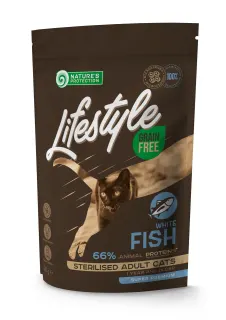 Nature’s Protection Lifestyle Sterilised White fish Сухий беззерновий корм для стерилізованих котів з білою рибою, 400 г